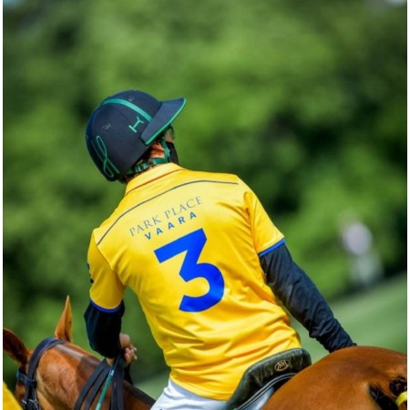 Casque de Polo Noir avec Bande et Détails Verts