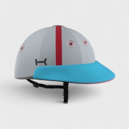 Casque de Polo Femme – Bleu Ciel & Détails Roses