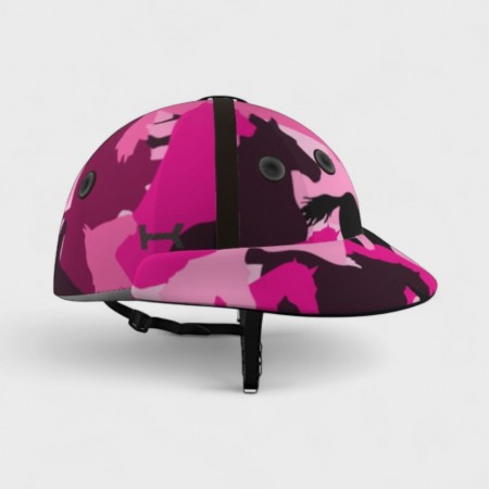 Casque Polo Camouflage Chevaux Roses
