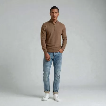 Pull Quarter Zip Marron Clair