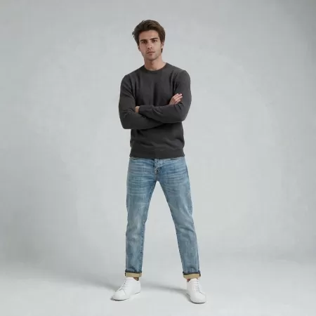 Pull col rond en cachemire Charbon