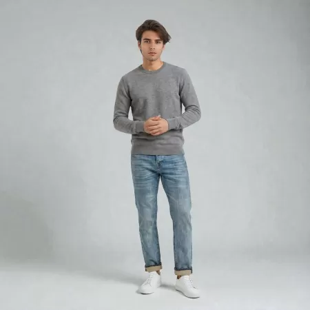 Pull col rond en cachemire Gris