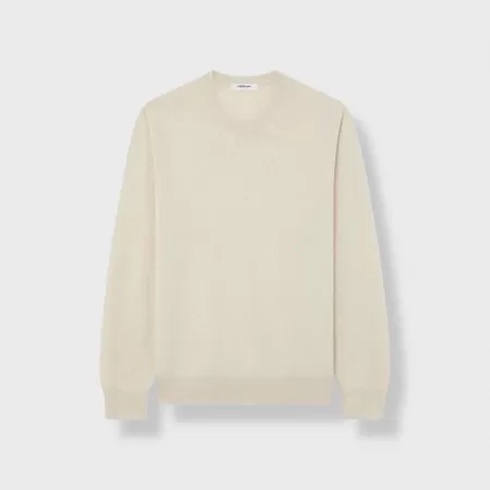 Pull col rond en cachemire Beige Clair