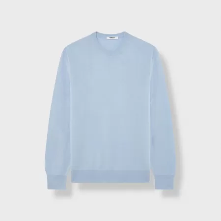 Pull col rond en cachemire Bleu Clair