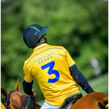 Casque de Polo Noir avec Bande et Détails Verts