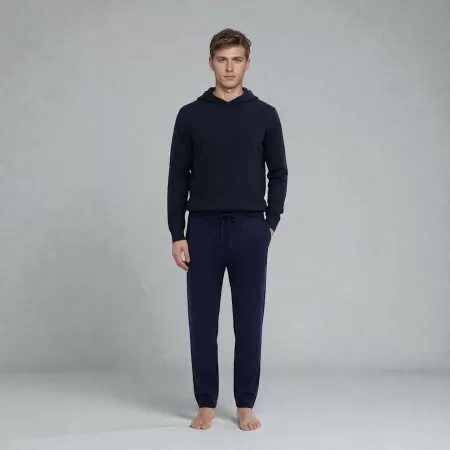 Sweat à capuche Chukka en cachemire Bleu Marine