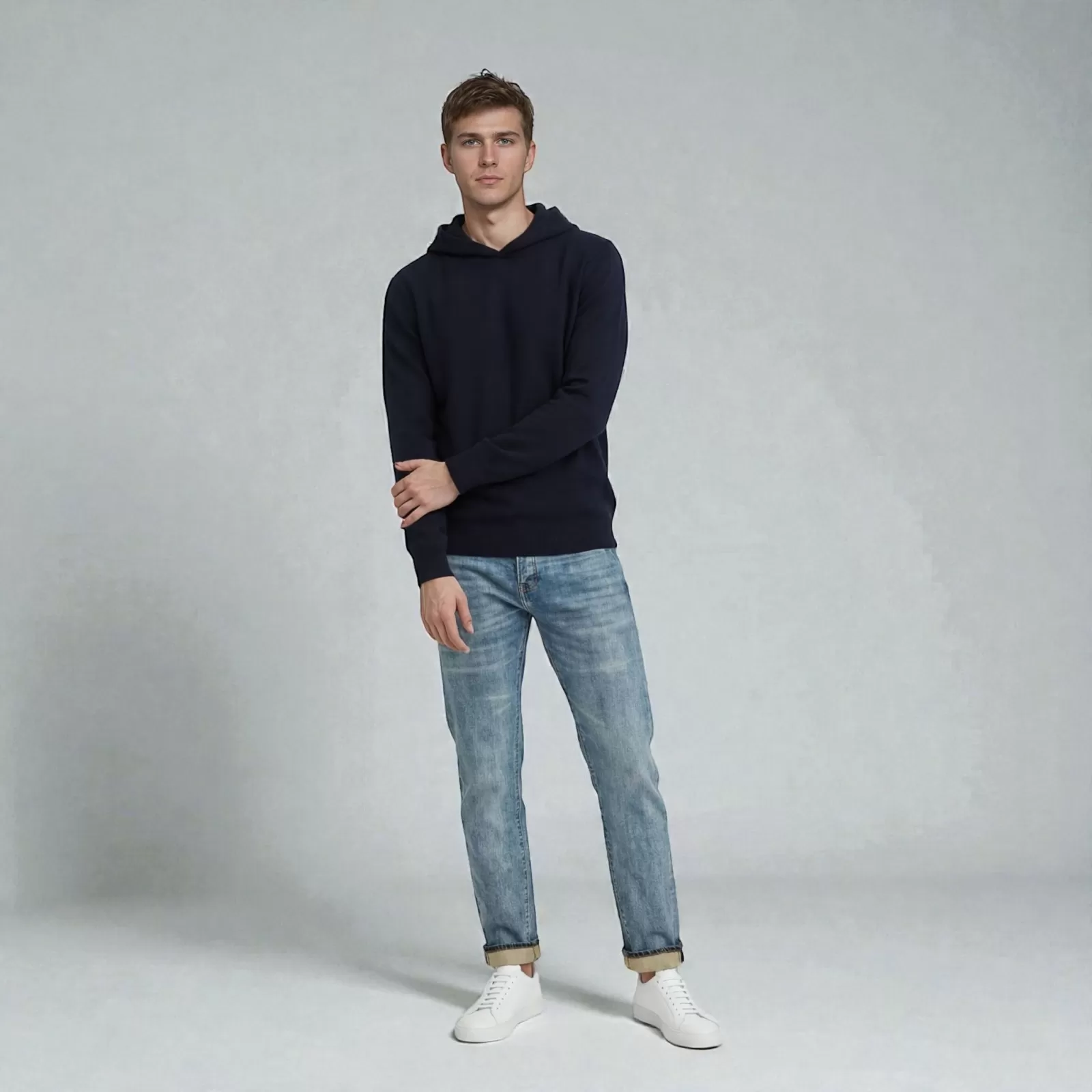 Sweat à capuche Chukka en cachemire Bleu Marine Sweat à capuche Chukka en cachemire Bleu Marine