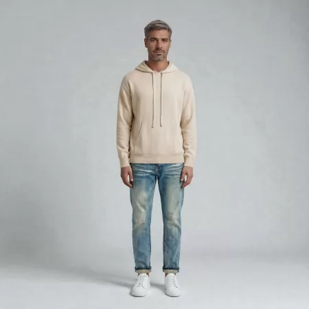 Sweat à capuche en cachemire Beige Clair