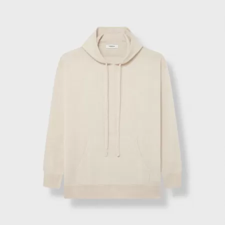 Sweat à capuche en cachemire Beige Clair