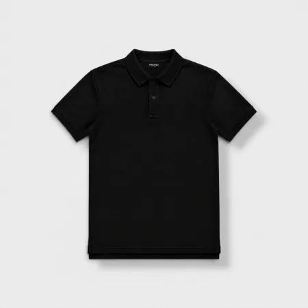 Polo en piqué de coton noir