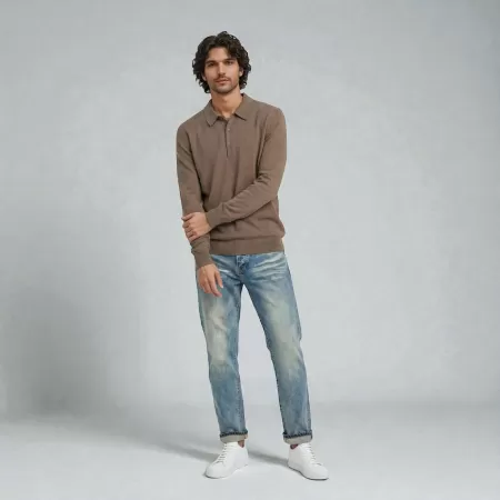 Polo en cachemire Marron Clair