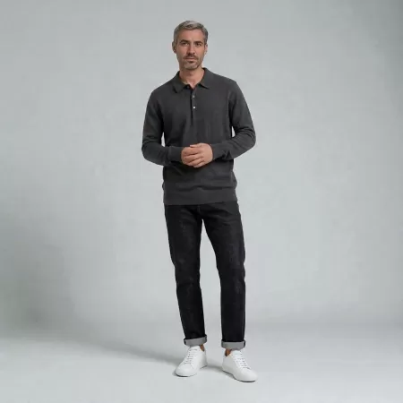 Polo en cachemire Charbon