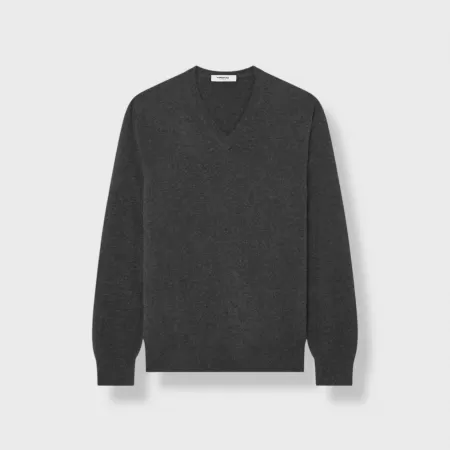 Pull Cachemire Col V Anthracite