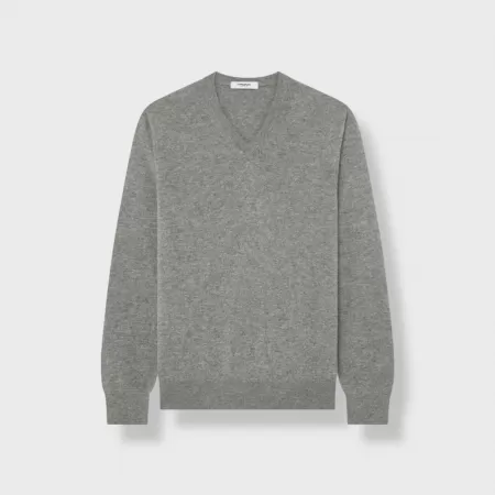 Pull Cachemire Col V Gris