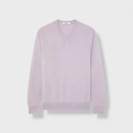 Pull Cachemire Col V Lilas