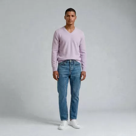 Pull Cachemire Col V Lilas