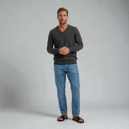 Pull Cachemire Col V Anthracite