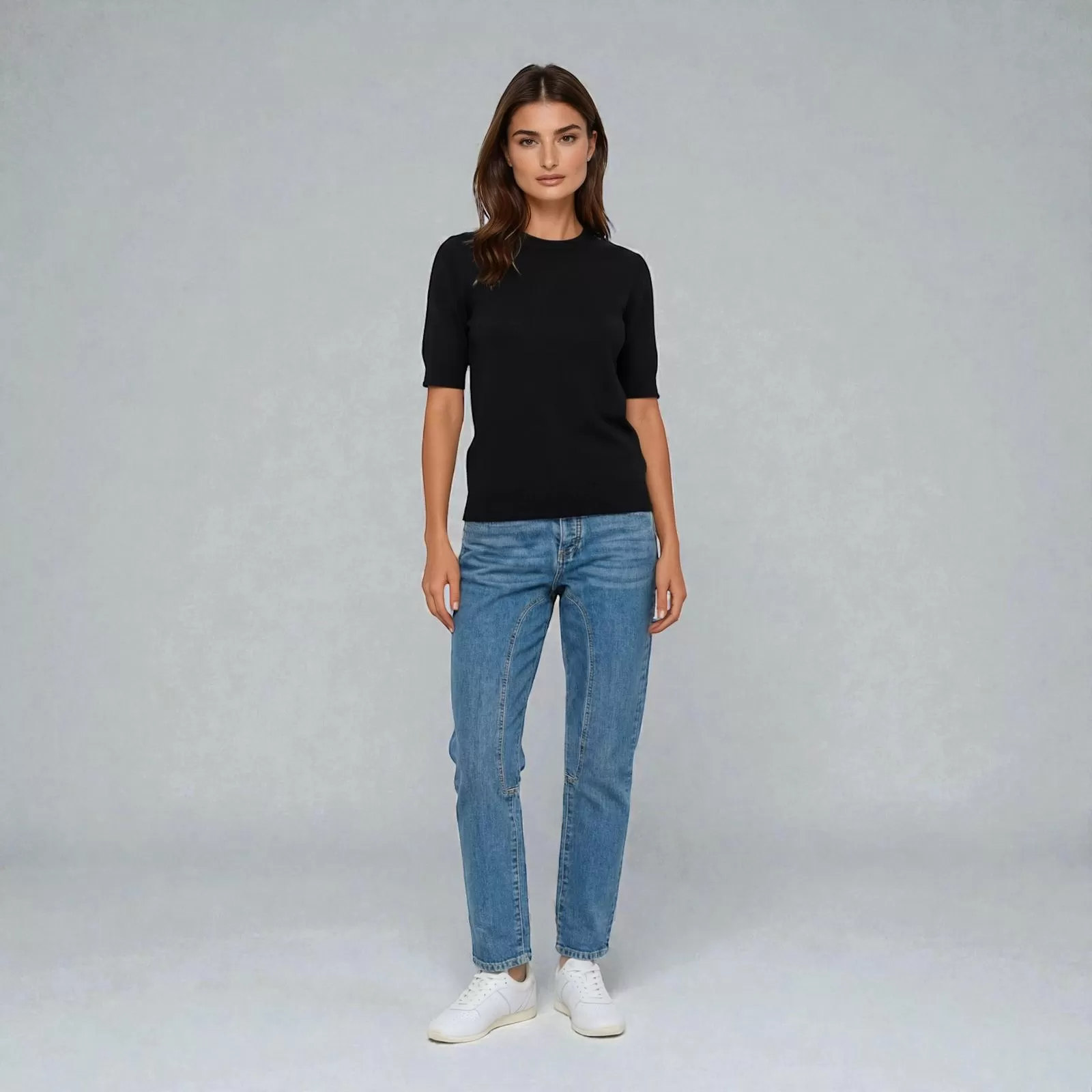 T-shirt en cachemire Noir T-shirt en cachemire Noir