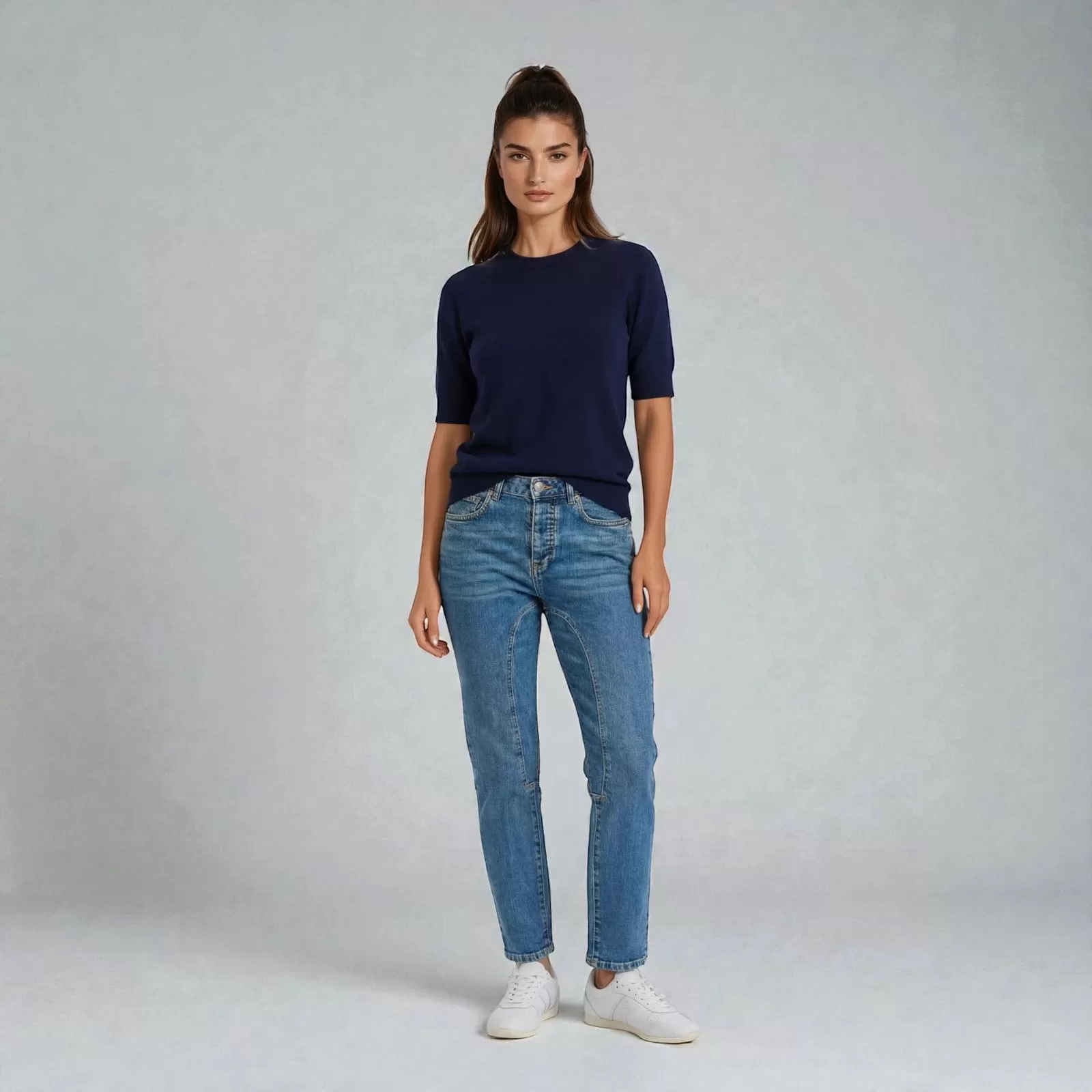 T-shirt en cachemire Bleu Marine T-shirt en cachemire Bleu Marine