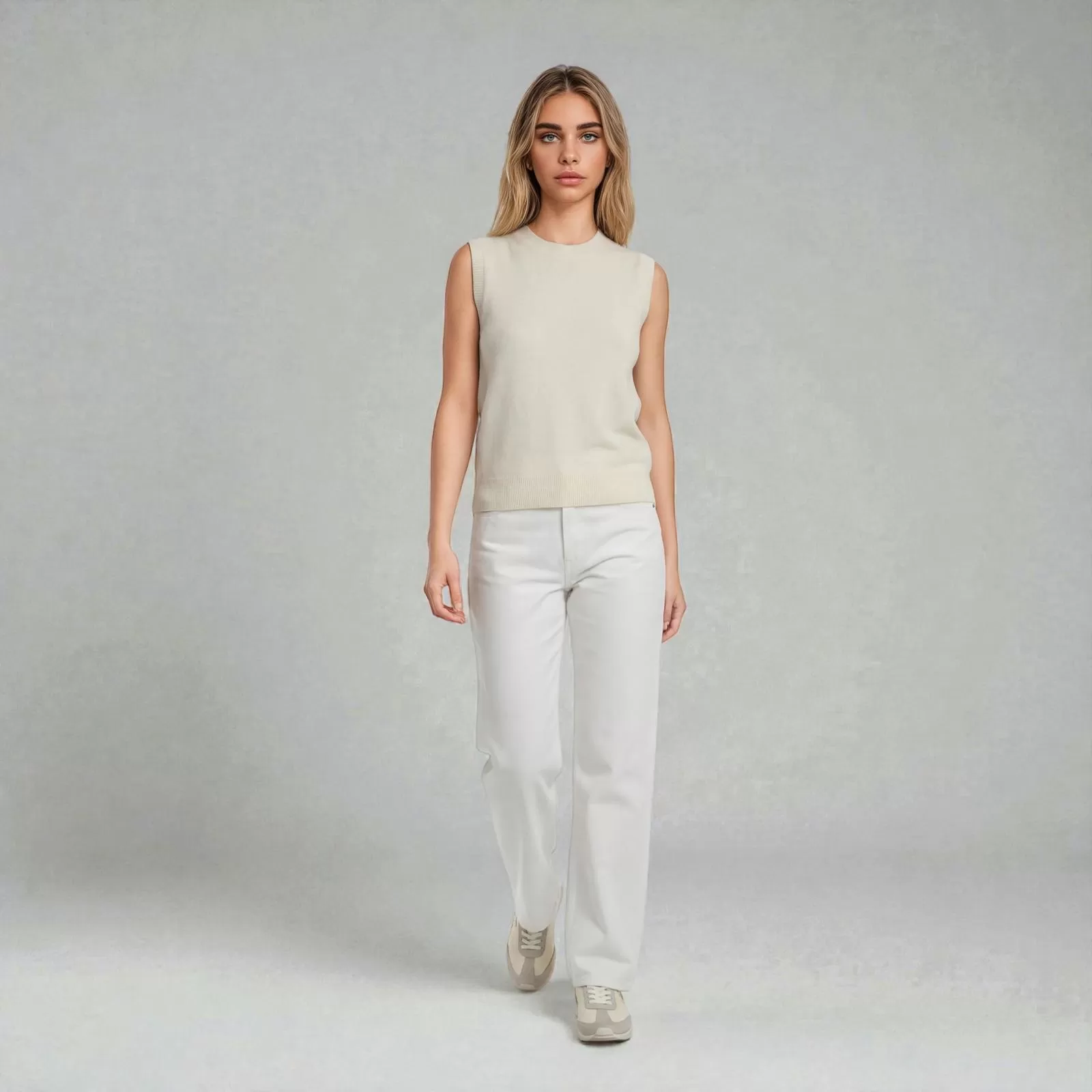 Débardeur en Cachemire Beige Clair Débardeur en Cachemire Beige Clair