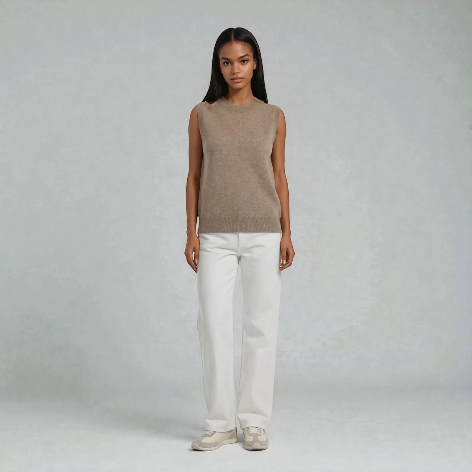 Débardeur en Cachemire Marron Clair Débardeur en Cachemire Marron Clair