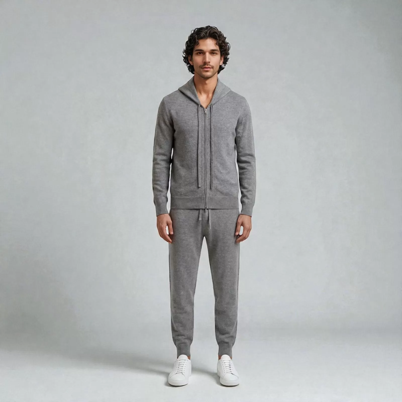 Sweat à capuche Zippé en cachemire Gris Sweat à capuche Zippé en cachemire Gris