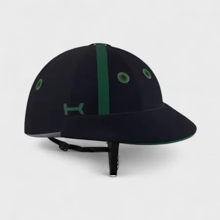 Casque de Polo Noir avec Bande et Détails Verts