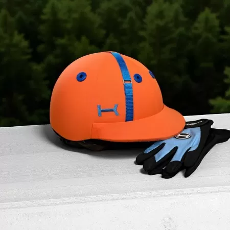 Casque de Polo – Orange avec Détails Bleu Roi