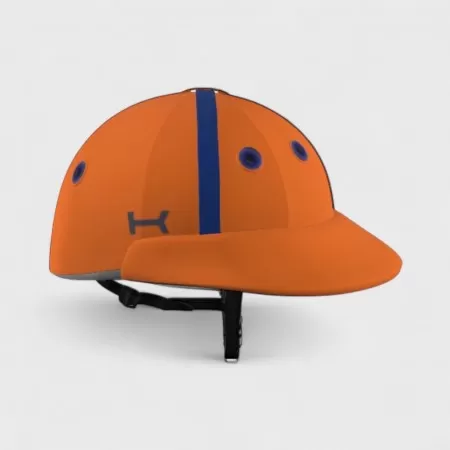 Casque de Polo – Orange avec Détails Bleu Roi