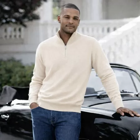 Pull Quarter Zip Beige Clair