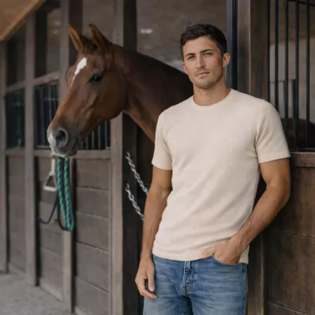 T-shirt en cachemire Beige