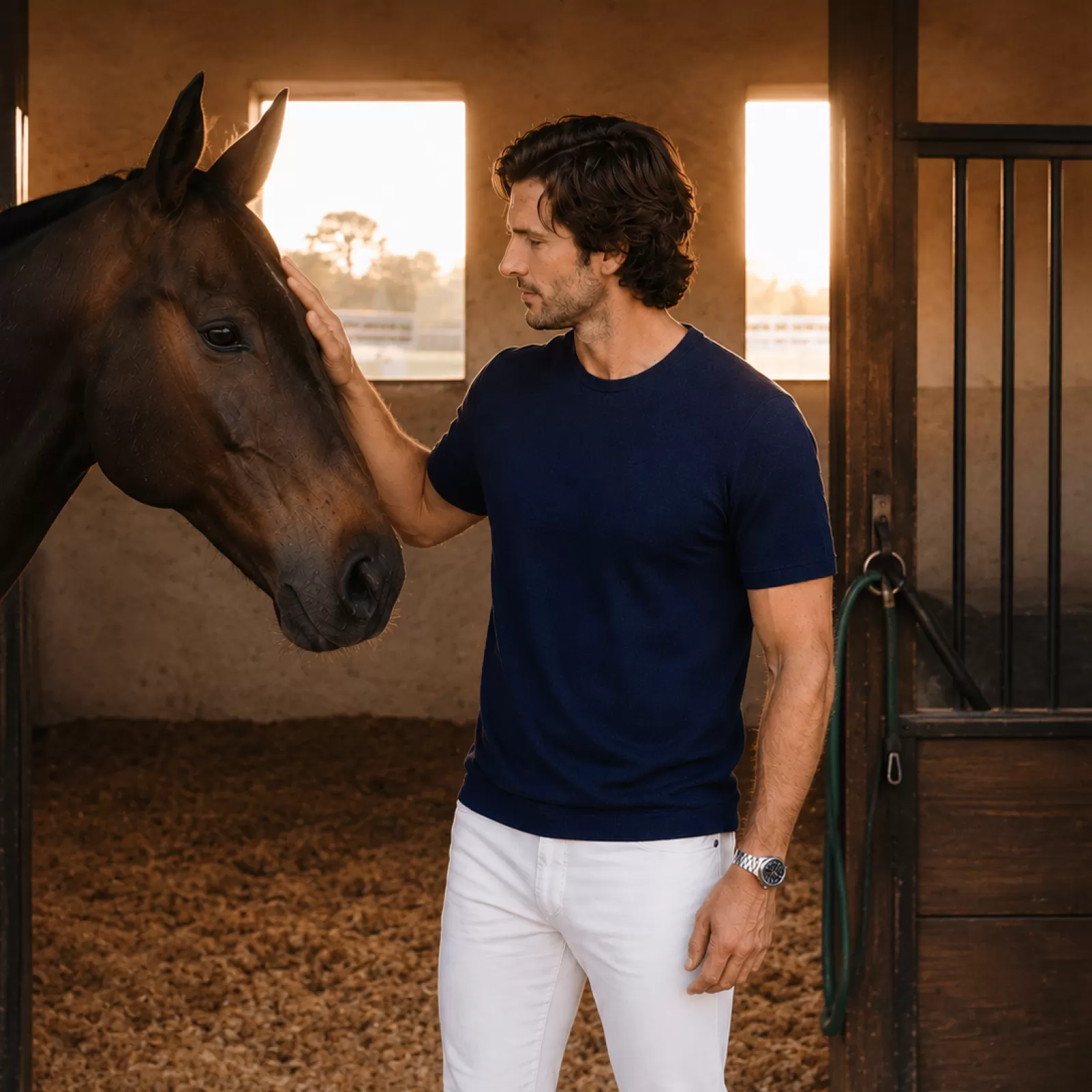 T-shirt en cachemire Bleu T-shirt en cachemire Bleu