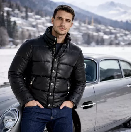 Veste en Cuir Nappa Matelassée