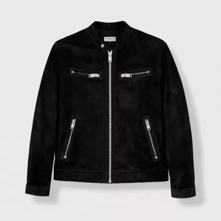 Blouson en Cuir Suédé Noir Blouson en Cuir Suédé Noir