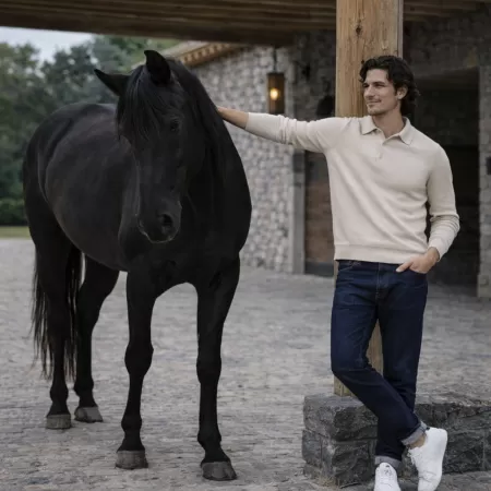 Polo en cachemire beige clair