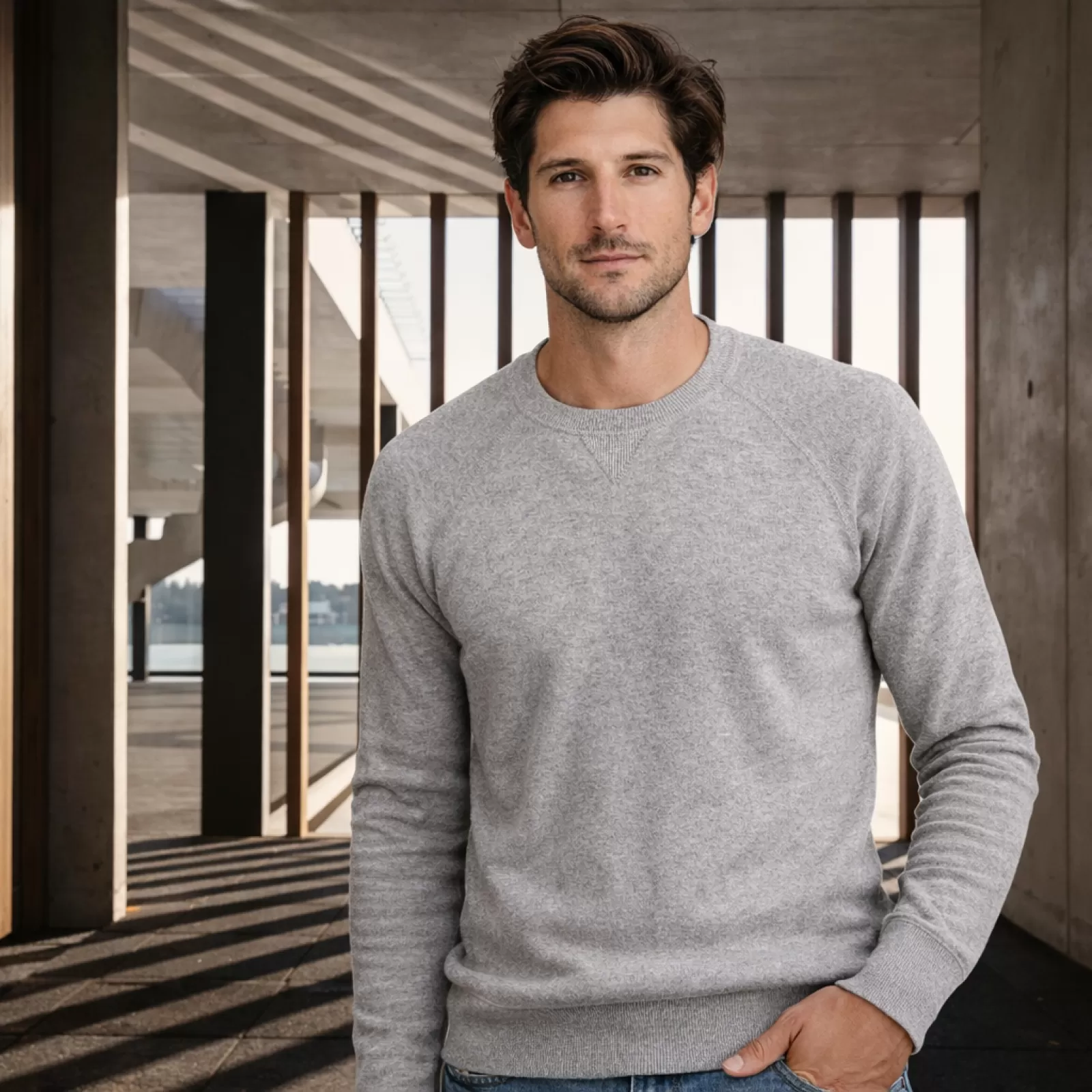 Sweatshirt en Cachemire Gris Clair Sweatshirt en Cachemire Gris Clair