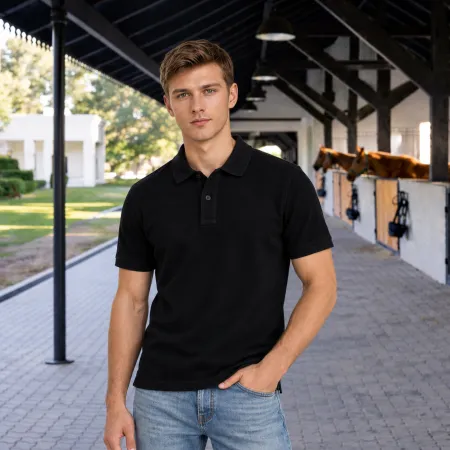 Polo en piqué de coton noir