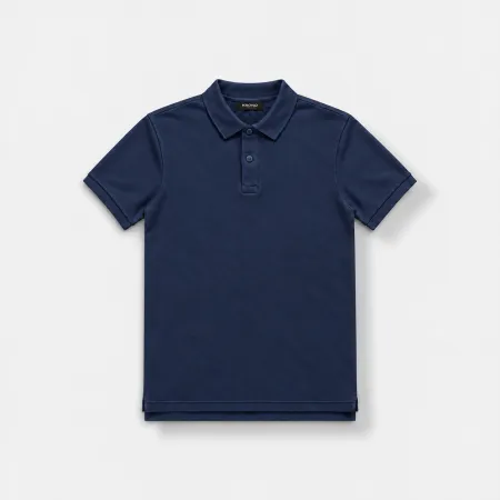 Polo en piqué de coton Bleu