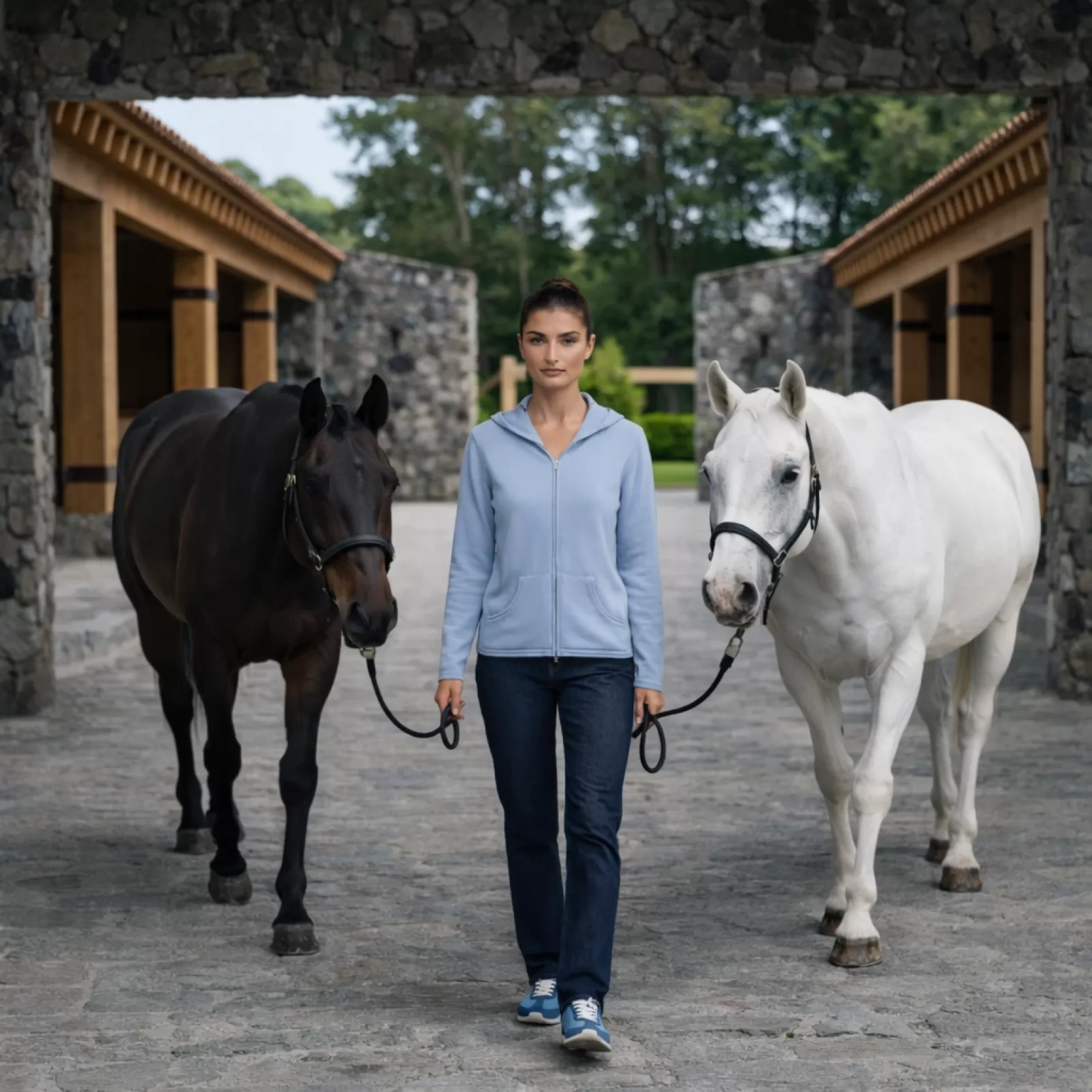 Sweat à capuche Zippé en cachemire Bleu Clair Sweat à capuche Zippé en cachemire Bleu Clair
