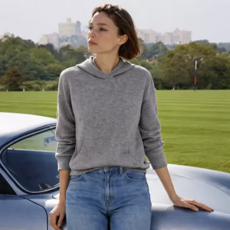 Sweat à capuche Chukka en cachemire Gris