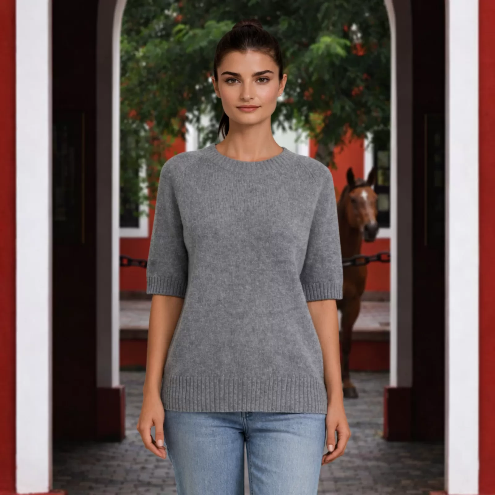 T-shirt en Cachemire Ayala Gris T-shirt en Cachemire Ayala Gris