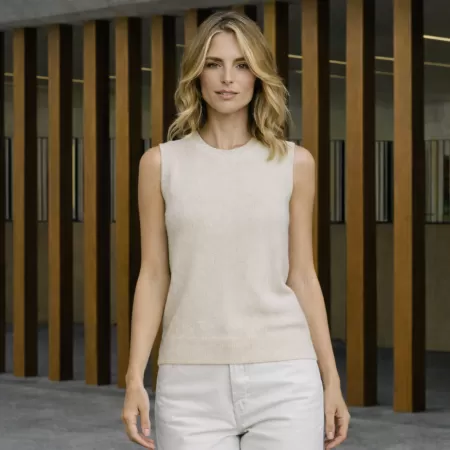 Débardeur en Cachemire Beige Clair Débardeur en Cachemire Beige Clair
