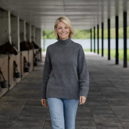 Pull Col Roulé en Cachemire Gris