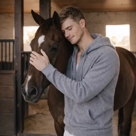 Sweat à capuche Zippé en cachemire Gris 